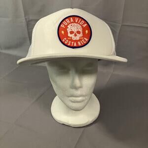 Pura Vida Costa Rica Hat Cap Snap Back Mesh Trucker Patch Otto One Size Mens